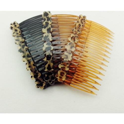 7*4.5cm 16 teeth acrylic plastic hair comb for womens korean ladies hair accessories with plum blossom leopard(NO:SC03)