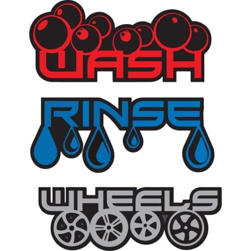 Car Sticker Bespoke Car Detailing Valeting Wash, Rinse, Wheels PVC Decal Bucket Stickers Sunscreen Waterproof Decals ,32*32 Cm