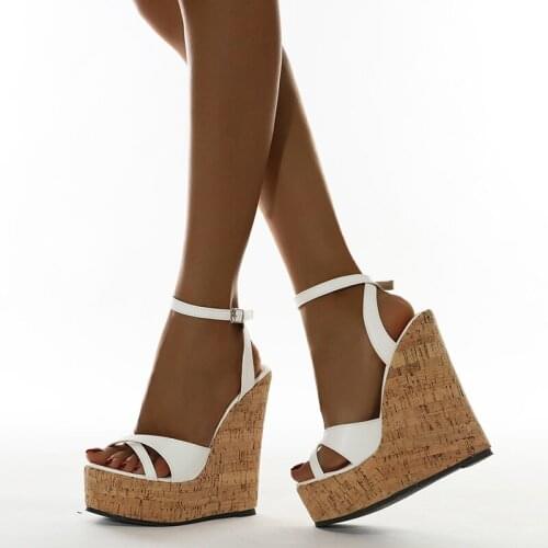 White Sandals Plus Size 42 Women Gladiator Platform Sandals 16cm Heel Wedges Shoes Summer Female+Shoes Sandale Talon Femme