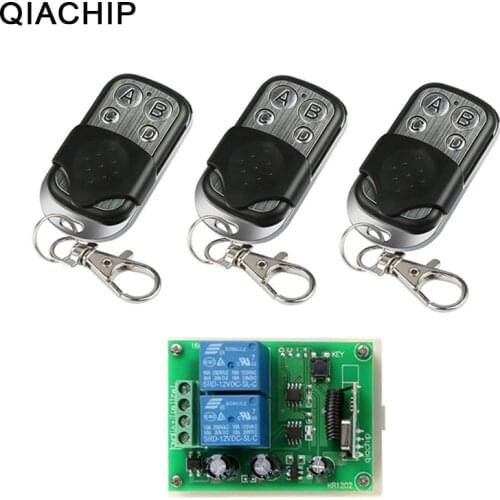 QIACHIP 433Mhz Wireless RF Switch DC 12V 2CH RF Relay Receiver Module + 433 Mhz Remote Control For DC Motor Reverse Controller