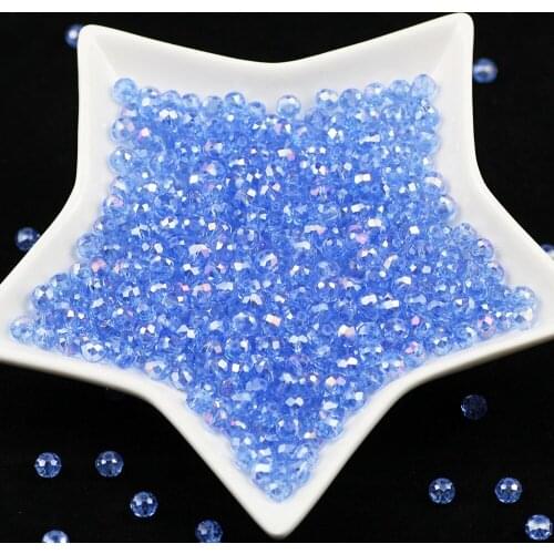 Light Blue 6x4mm 50pcs Austria Spacer Rondelle Crystal Beads for Needlework Women Diy Accessories Pearls Facet Glass Loose Beads
