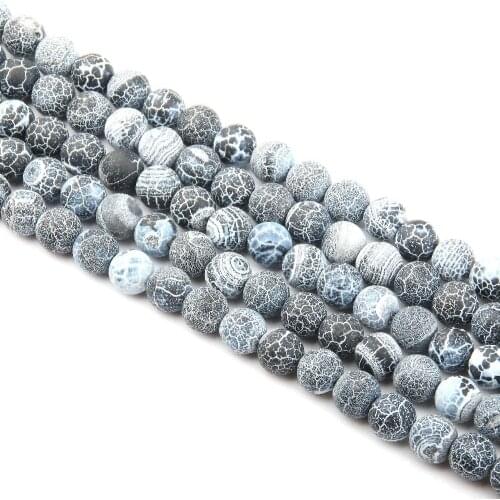 Black Weathered Stone Beads Round Loose Agates Ball Making for Jewelry DIY Handicraft Bracelet Necklace 4/6/8/10/12MM