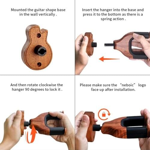 Wooden Wall Mount Guitar Hanger Holder Hook Keeper Hanging Bracket NIN668