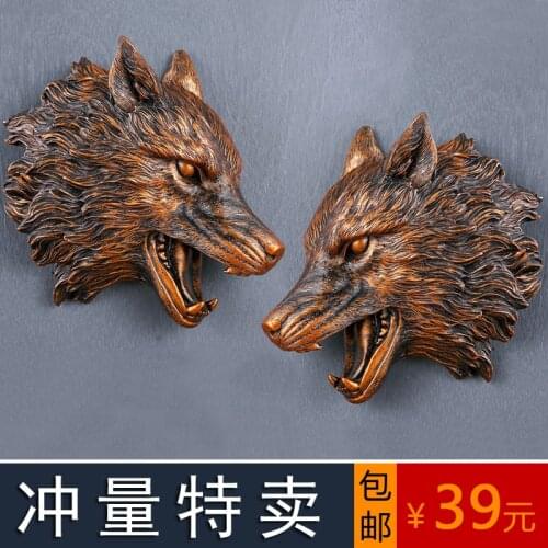 European creative wall mural bar Langtou simulation animal living room wall decoration personality retro Pendant