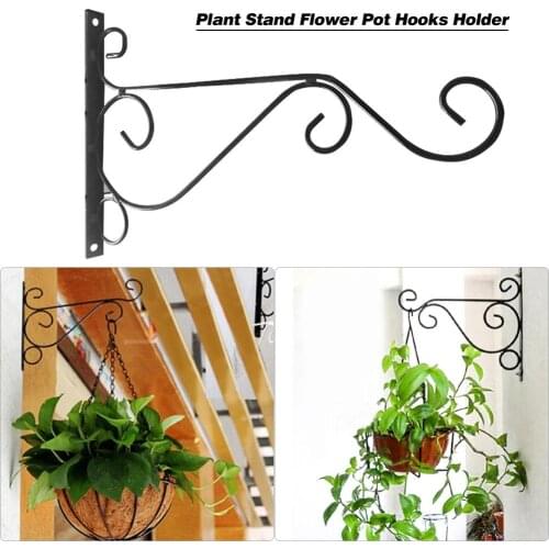 European Style Balcony Plant Flower Pot Wrought Iron Hooks Holder Wall-Mounted Hanging Basket Bracket Garden Decoration 2020