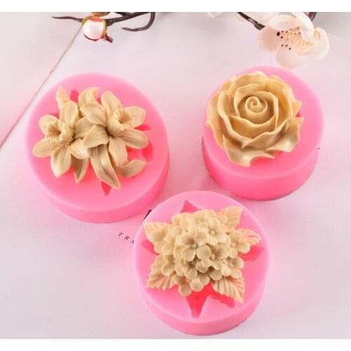 Lily lilac rose DIY Cake mold Aromatherapy Plaster mold fragrance wax Soap Chocolates Cooking class teaching Food grade silica