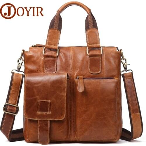 JOYIR Men Genuine Leather Handbags For Men Crazy Horse Leather Small Briefcase Casual Cow Leather Male Crossbody Shoulder Bags