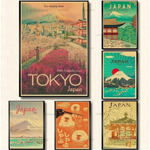 Lankshear Retro Canvas Painting Visit Japan Tokyo Travel Wall Pictures Landscape Art Pictures Living Room Home Decoration