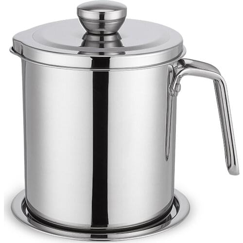 Stainless Steel Grease Container with Strainer ,1.8L/1.2L Condiment Container Large Capacity Filter for Kitchen Cooking