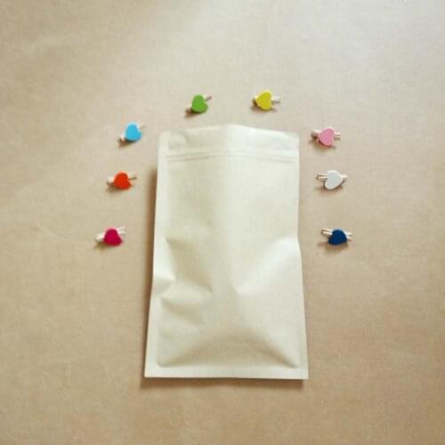 50pcs Brown Flat Aluminum Kraft Paper Bags For Gifts/Wedding/Candy/Tea/Food Kraft Bags Crafts No Stand Up Ziplock Packing Bag