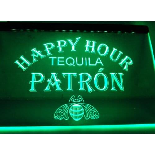 LA633- Patron Tequila Happy Hour Bar LED Neon Light Sign home decor crafts
