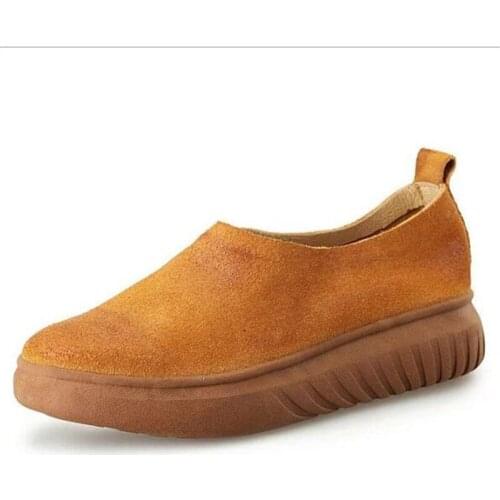 Women Loafers Shoes Cow Leather Females Shallow Flats Shoes Woman Slip On Round Toe soft Retro Comfortable drive women shoes