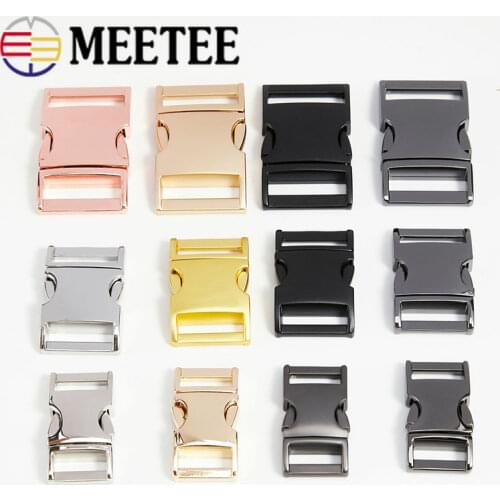 Meetee 2pcs 10/15/20/25mm Metal Release Buckle Webbing Side Clip Clasp Bag Strap Hook Belt Buckle DIY Release Button Accessories