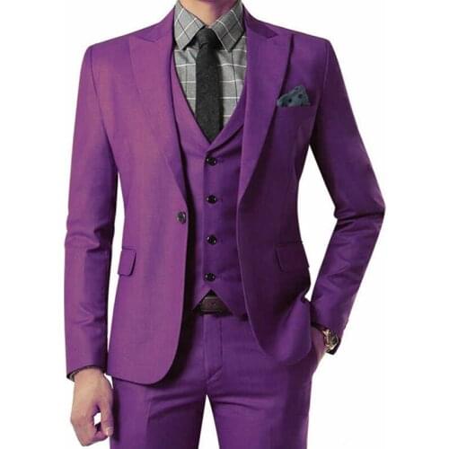 Fashion Gentlemen High Quality Dark Red Men Suits Slim Fit Groom Tuxedo For Wedding Business Party Suits (Jacket+Pants+Vest)