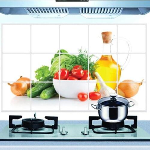 New 3D DIY Oil-proof Kitchen Wall Sticker Green Fruits Mural Home Decoration Poster Ceramic Tile Removable Wall Decal For Walls