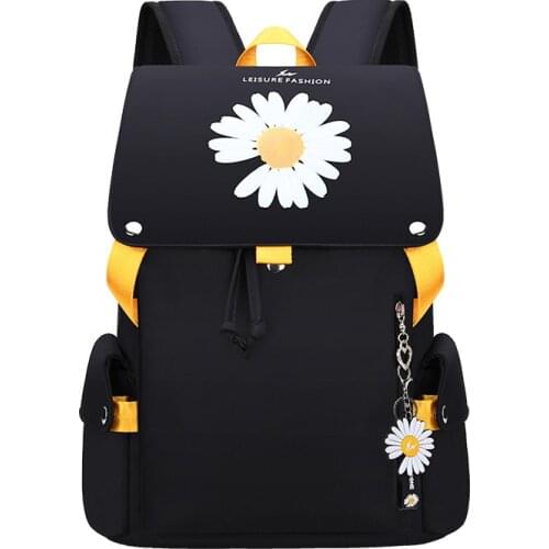 New Black Usb Charging Women Backpack Student Schoolbag Waterproof Travel Bagpack High School Bags For Teenage Girls Kids Flower
