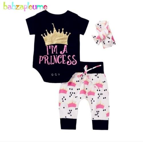 Newborn Girls Kidswear Princess Costume Baby Jumpsuit+Pant 3PCS/Set Infant Girls Clothing Child Romper Toddler girls outfit A253