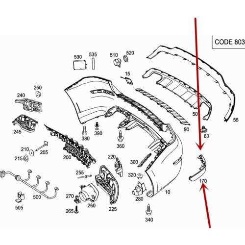 Car Rear bumper reflector GLKmer ced es-be nzGLK200 GLK260 GLK300 Level Rear width Decorative bar light Reflective false light