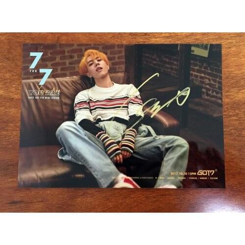 Signed GOT7 GOT 7 Kim YuGyeom Yu Gyeom autographed photo 7 FOR 7 5*7 free shipping 102017A