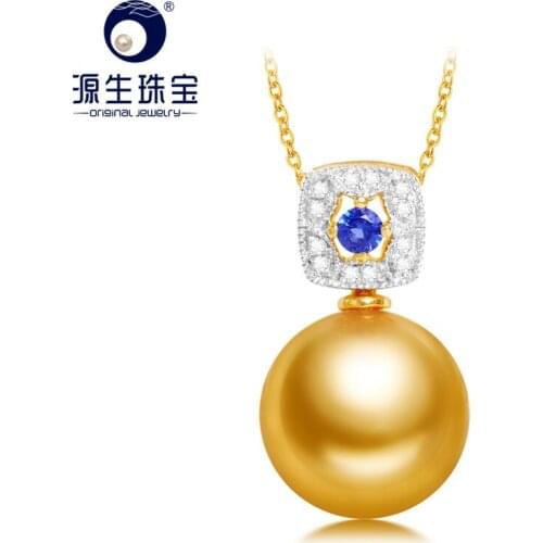 YS Real 18K Gold Au750 Gold Zircon Pendant 9-11mm Natural Saltwater South Sea Pearl Pendant Necklace