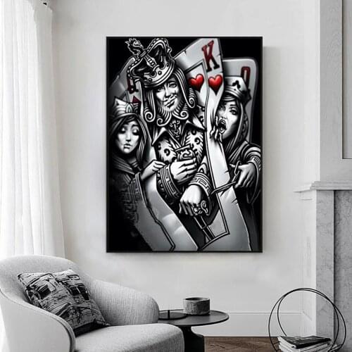 Poster Canvas Painting Black and White Poker Characters Wall Art Prints Nordic Modern Style Home Decor