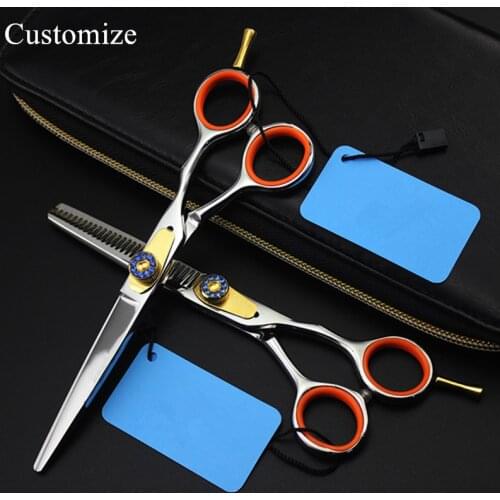Customize professional Japan 440c steel 6 inch hair salon scissors cutting barber make up Thinning shears hairdressing scissors
