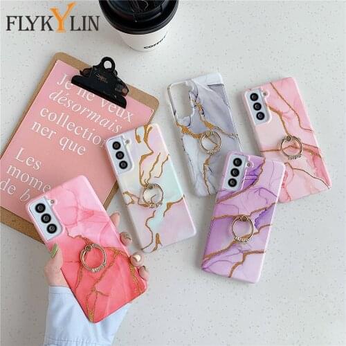 Purple Pink Marble Silicone Case For Samsung Galaxy A52 A72 A51 A71 A32 A50 A12 S21 Plus S20 FE Note 20 Ultra Ring Holder Cover
