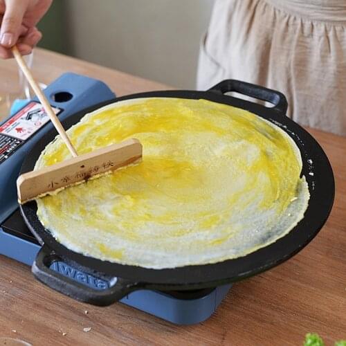 Home Cookware Griddle Pan Healthy Pig Iron Frying Pan Skillet Thick Cast Iron Pan Pancake Pan Uncoated 32/37cm cast iron