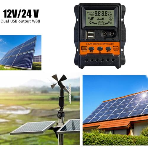 Solar Solar Controller MPPT 30A 20A 10A Dual USB LCD Display 12V 24V Solar Cell Panel Charger Regulator with Load