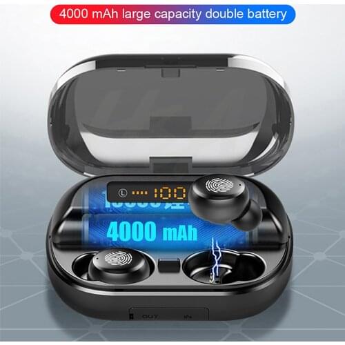 8D Stereo Bluetooth 5.0 TWS Earbuds Wireless Earphones IPX7 Waterproof Sports Headsets with 4000mAh Digital Display Power Bank