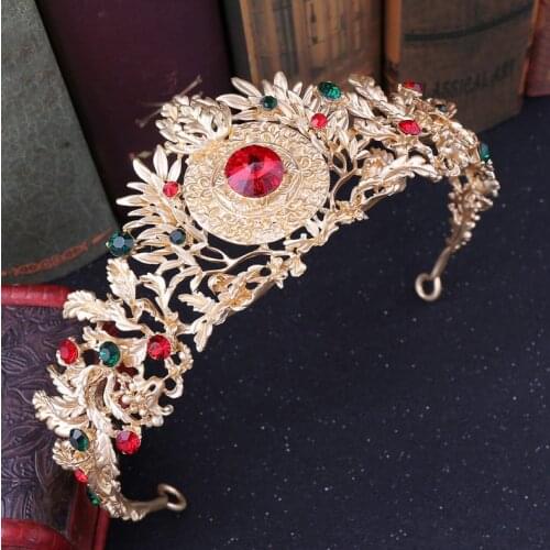 Vintage Gold Baroque Wedding Bridal Crown Hair Accessories Tiara Bridesmaid Girls Rhinestones Headdress Crown Headband