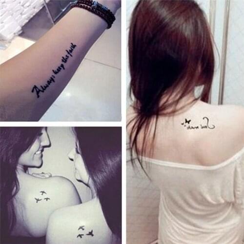 Waterproof Temporary Tattoo Sticker Love Pattern Letters Design Arabic Writing Flash Tatoo Fake Tatto for Woman Men