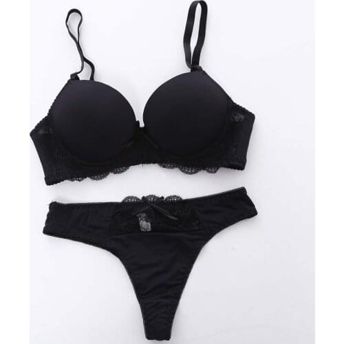 Ladies sexy candy color bra set underwear set solid color lace bra set AB cup