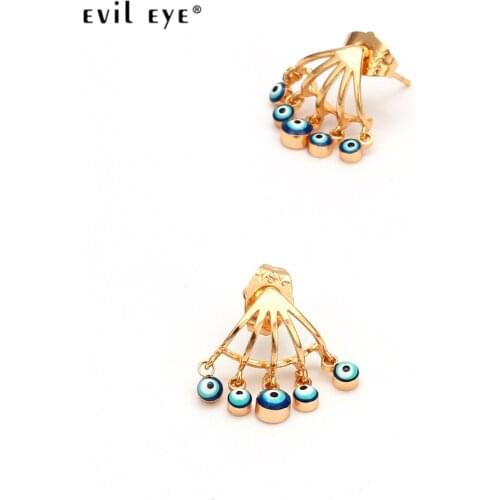 EVIL EYE Tassel Pendant Stud Earrings Copper Gold Color Blue Red Eye Charm Earrings Jewelry for Women Ladies Girls EY6403