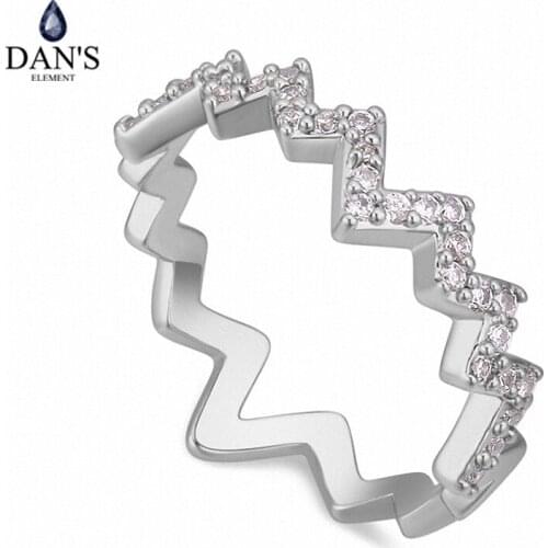 DANS Real Austrian Crystals Brand AAA Zirconia Micro Inlays Fashion Ring for women New Geometric 121488white