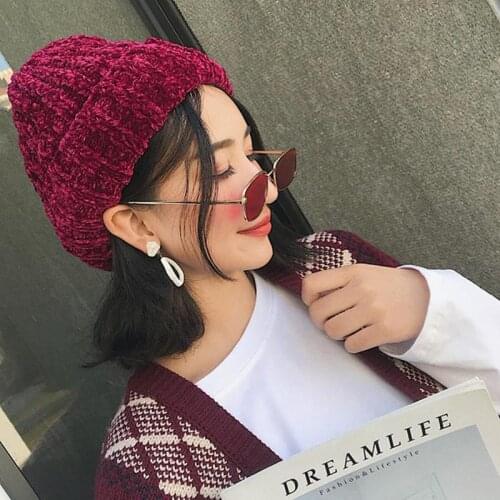 Winter Warm Soft Chenille Comfortable feeling Skullies Woolen Cap Snow Double Cap Skullies Hat Warm Beanies Hats