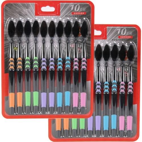 Bamboo Charcoal Nano Toothbrush Dental Oral Care Soft Brush for Adult 10pcs Family Suit Toothbrush Fine Wool travel Teethbrush