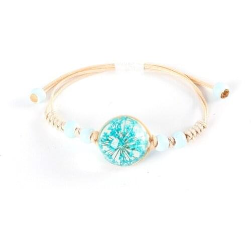 1@# Hot Sale Style Strand Bracelet Women Bracelets Glass Ball Color Flower Plants for Women Bracelets Good Luck Women Bracelet