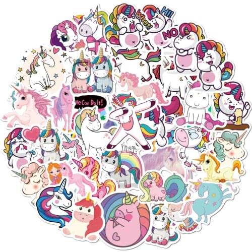 10/30/50Pcs Cute Unicorn Stickers Animal Graffiti Sticker for DIY Laptop Skateboard Guitar Suitcase Notebook Girls Decal Sticker