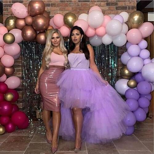 2021 Trend Lavender High Low Ruffles Tulle Skirts Women To Christmas Birthday Party Dress Fashion Long Tulle Skirt Plus Size