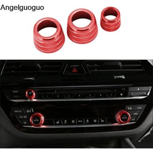 3pcs Car Volume Air Conditioning Knobs Audio Control Button Knob ring cover trim For BMW X3 G01 X4 G02 5 series G30 6gt GT6