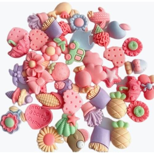 5/30pcs/Lot Mix Colors Design Cabochons Flat Back Resin Glitter Pastel Confetti Candy Resin For Kids DIY Phone Decoration