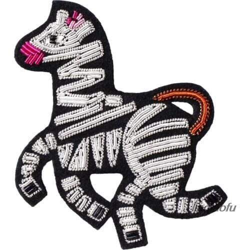 African series Indian silk embroidery brooch luxury retro pin decoration creative wild cartoon zebra badge