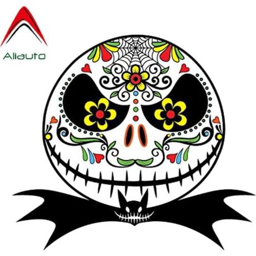 Aliauto Car Stickers Mexican Sugar Skull Jack Skellington Nightmare Vinyl Decals for Volkswagen Polo Golf Passat Audi,14cm*13cm