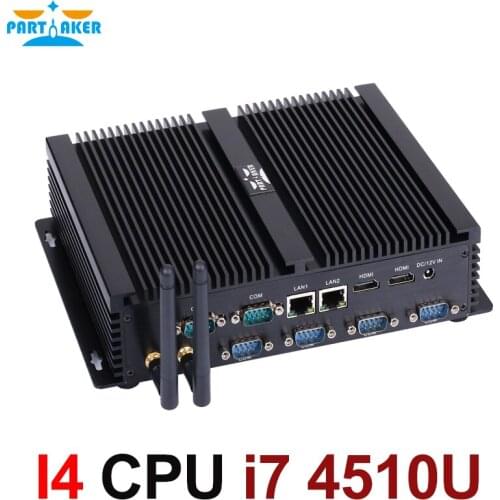 Fanless Industrial Mini PC i7 4510U 4500U Barebone Mini PC i7 Windows 10 ITX Computer 2 LAN 2 HDMI 6 COM 8 USB Nettop