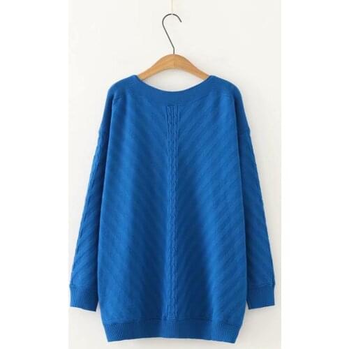 Plus size solid black blue wool women loose sweaters 2020 new o-neck winter casual ladies drop shoulder knitted pullover tops