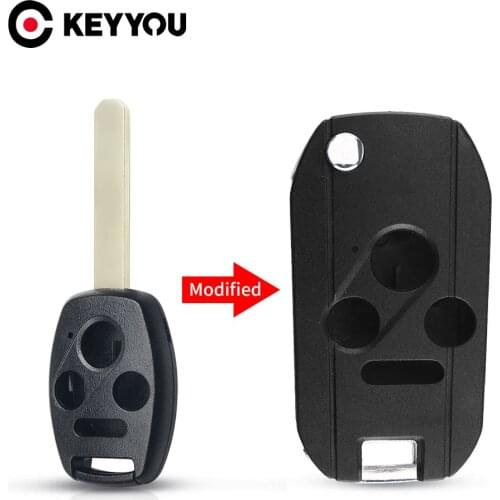 KEYYOU Modified Flip Folding Car Key Shell Case Cover For HONDA Accord Civic CRV Pilot Fit 2/3/4 Button Replacement