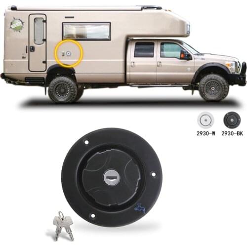 RV parts Filler Neck For Water Tanks Caravan Plastic Gravity Fresh Water Fill Hatch Inlet Camper Trailer Keys Motorhomes Black