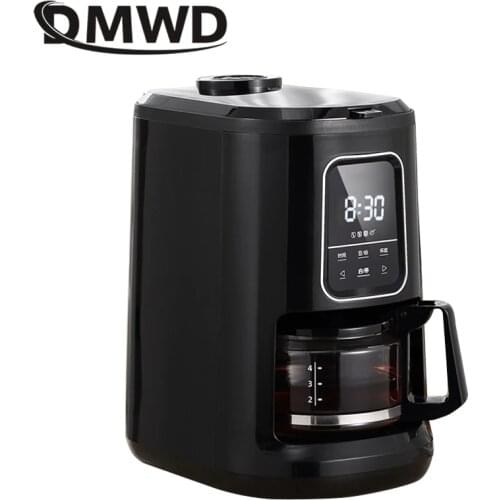 DMWD 600ML Household Coffee Machine Automatic Coffee Grinder American Drip Coffee Pot Coffee Bean Powder 2 in 1 Tea Maker 220V