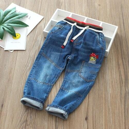 Baby boys girls jeans denim pants childrens trousers Cartoon pure cotton wash water kids jeans for boy
